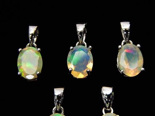 1 pc $24.99! High Quality Ethiopia Opal AAA Oval Faceted 8 x 6 mm Pendant Silver 925 1 pc