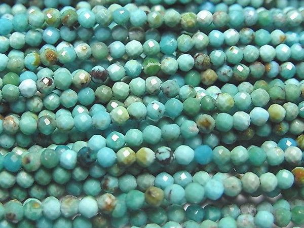 [Video] High Quality!  Turquoise AA+ Faceted Round 2mm  1strand beads (aprx.15inch/37cm)