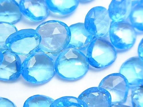 High Quality Swiss Blue Topaz AAA Chestnut Faceted Briolette half or 1strand (aprx.7inch / 18 cm)