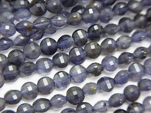 Diamond Cut!  1strand $14.99! Iolite AA++ Faceted Coin 4x4x3mm 1strand (aprx.15inch/38cm)
