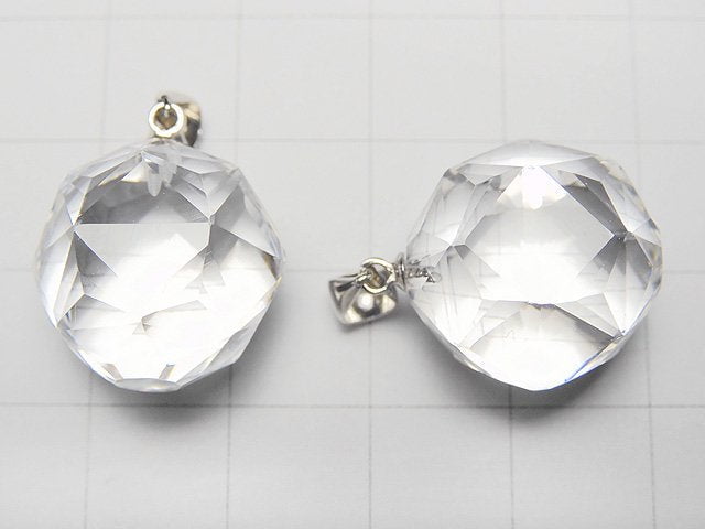 [Video]High Quality! Crystal AAA Star Faceted Round 18mm Pendant Silver925 1pc