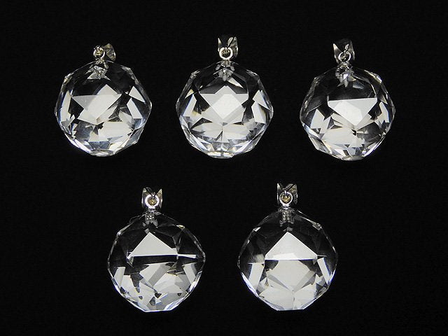 [Video]High Quality! Crystal AAA Star Faceted Round 18mm Pendant Silver925 1pc