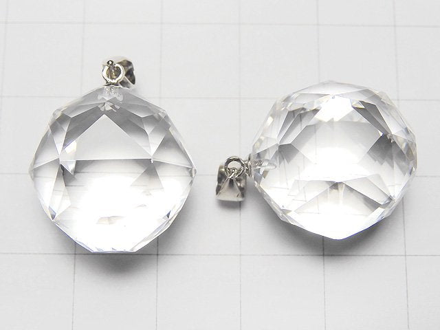 [Video]High Quality! Crystal AAA Star Faceted Round 20mm Pendant Silver925 1pc