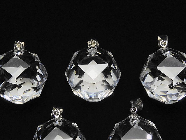 [Video]High Quality! Crystal AAA Star Faceted Round 20mm Pendant Silver925 1pc