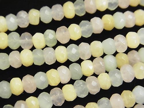 Mixed Stone  Faceted Button Roundel 6x6x4mm half or 1strand (aprx.15inch/38cm)