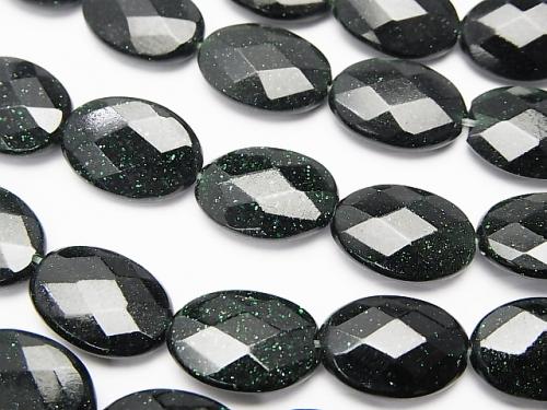 1strand $9.79! Green Goldstone Faceted Oval 14x10x4mm 1strand (aprx.15inch / 36cm)