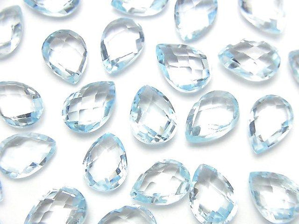 [Video] High Quality Sky Blue Topaz AAA Loose stone Faceted Pear Shape 10x7mm 3pcs