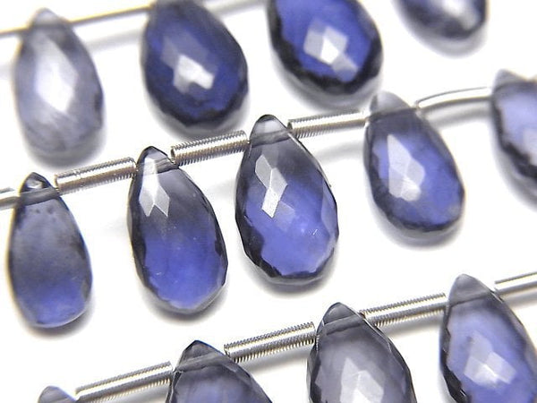 MicroCut High Quality Iolite AAA Pear shape  Faceted Briolette  1strand (8pcs )