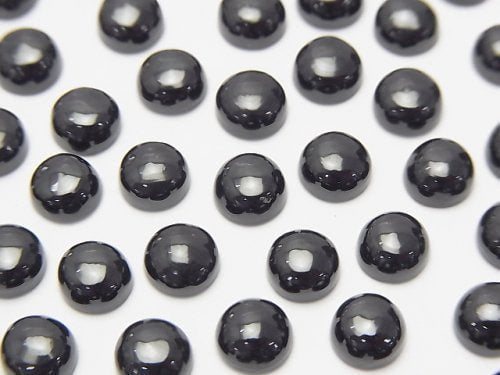 Black Spinel AAA Round Cabochon 6x6mm 5pcs
