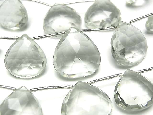 [Video]High Quality Green Amethyst AAA- Chestnut Faceted Briolette 1strand (9pcs )