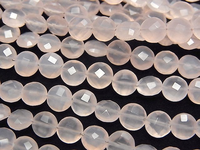 [Video]High Quality Pink Chalcedony AAA Faceted Coin 6x6x4mm half or 1strand beads (aprx.6inch/15cm)