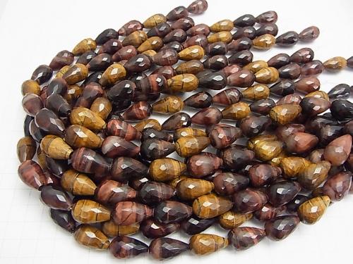 Red & Yellow Tiger Eye AA Vertical Hole Faceted Drop 20 x 12 x 12 mm half or 1 strand (aprx. 15 inch / 37 cm)