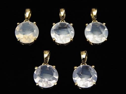 High Quality Scorolite AAA Coin Faceted 8x8mm Pendant  18KGP