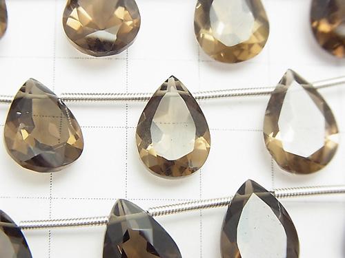 High Quality Smoky Crystal Quartz AAA Pear shape Faceted 14x10x6mm half or 1strand (10pcs )