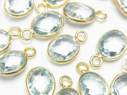 [Video]High Quality Sky Blue Topaz AAA Bezel Setting Faceted Oval 10 x 8 mm [One Side] 18 KGP 3 pcs $11.79!