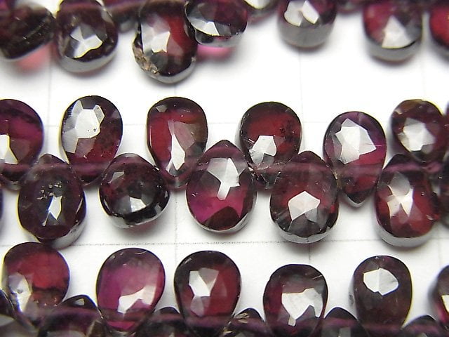 [Video] High Quality Garnet AA++ Pear shape Faceted Briolette half or 1strand beads (aprx.7inch / 18cm)