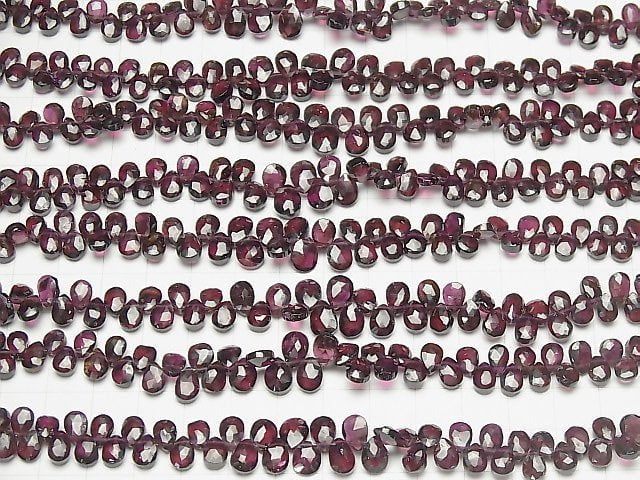 [Video] High Quality Garnet AA++ Pear shape Faceted Briolette half or 1strand beads (aprx.7inch / 18cm)