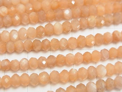 Diamond Cut! Orange Moon Stone AAA - Faceted Button Roundel 5 x 5 x 3 mm half or 1 strand (aprx.15 inch / 38 cm)
