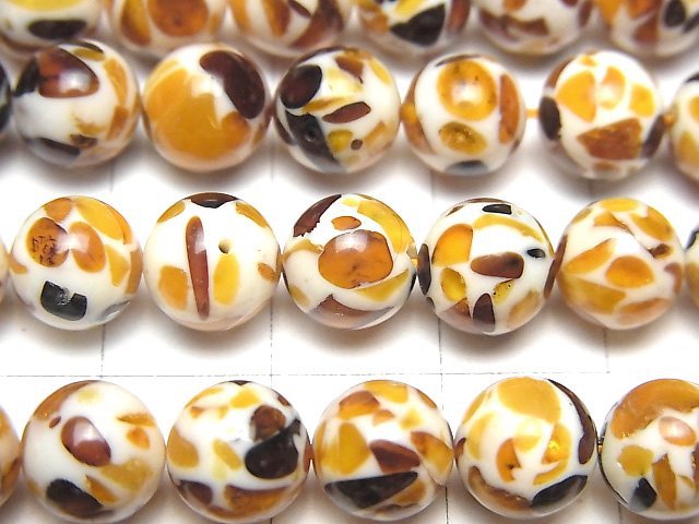 [Video] Crack Amber Round 8mm half or 1strand beads (aprx.15inch/38cm)