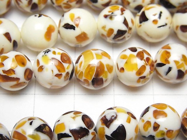 [Video] Crack Amber Round 10mm half or 1strand beads (aprx.15inch/38cm)