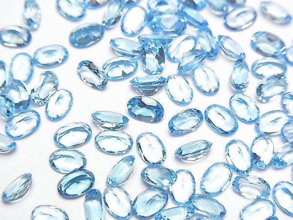 [Video]High Quality Swiss Blue Topaz AAA Loose stone Oval Faceted 6x4mm 3pcs