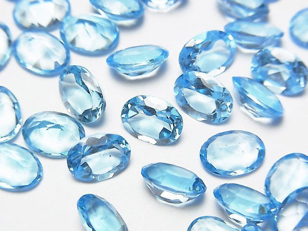 [Video]High Quality Swiss Blue Topaz AAA Loose stone Oval Faceted 8x6mm 2pcs