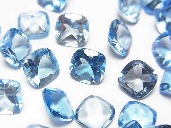 [Video] High Quality Swiss Blue Topaz AAA Undrilled Square Faceted 7 x 7 x 4 mm 3pcs $19.99