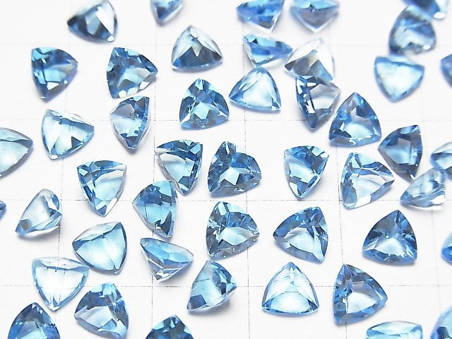 [Video]High Quality Swiss Blue Topaz AAA Loose stone Triangle Faceted 6x6mm 3pcs