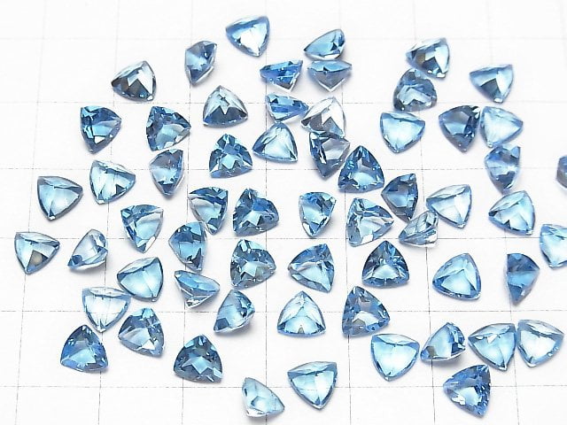 [Video]High Quality Swiss Blue Topaz AAA Loose stone Triangle Faceted 6x6mm 3pcs