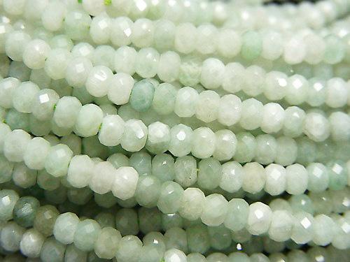 High Quality! Burma Jadeite AA ++ Faceted Button Roundel 3 x 3 x 2 mm half or 1 strand beads (aprx.15 inch / 38 cm)