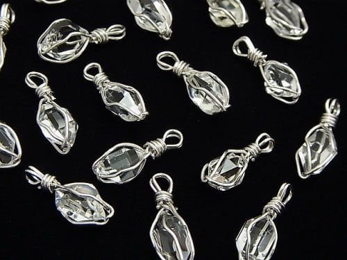 NYHerkimer Diamond AAA Rough Rock Nugget Pendant [SS size] Wire frame Silver925 1pc