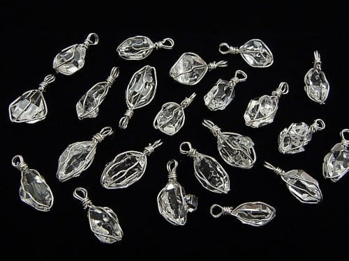 [Video] NY Herkimer Diamond AAA Rough Rock Nugget Pendant [M size] Wire frame Silver925 1pc