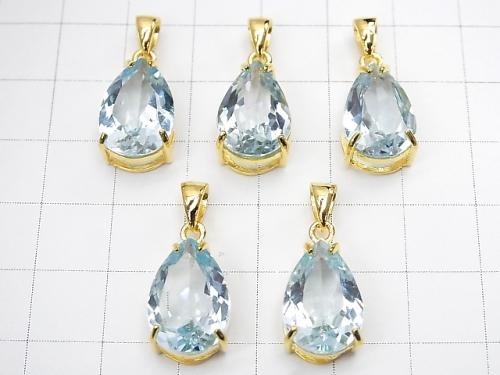 1 pc $19.99! High Quality Sky Blue Topaz AAA Pear shape Faceted Pendant 15 x 10 mm 18 KGP