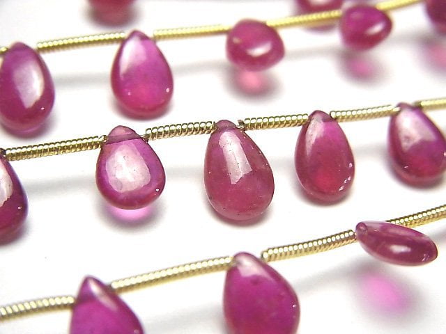 [Video]High Quality Ruby AAA- Pear shape (Smooth) half or 1strand (16pcs )