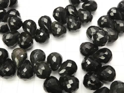 Rainbow Obsidian Drop Faceted Briolette 12 x 10 x 10 mm 10 pcs or 1 strand (Bracelet)