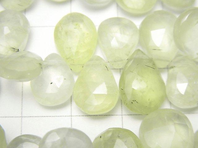 [Video] High Quality Prehnite AA++ Pear shape Faceted Briolette half or 1strand beads (aprx.7inch / 18cm)