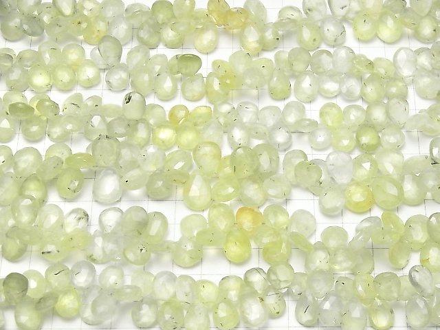 [Video] High Quality Prehnite AA++ Pear shape Faceted Briolette half or 1strand beads (aprx.7inch / 18cm)