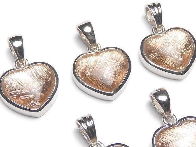 [Video]Meteorite (Muonionalusta ) Heart Pendant [12mm][14mm] Pink Gold Silver925