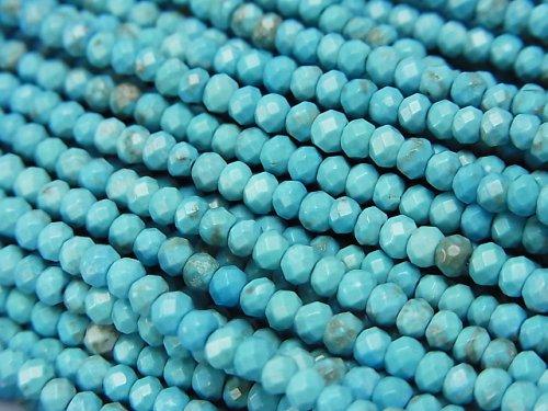 Magnesite Turquoise  Faceted Button Roundel 3x3x2mm 1strand beads (aprx.15inch/38cm)