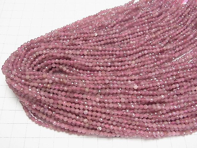 [Video]High Quality! 2pcs $11.79! Pink Tourmaline AA+ Faceted Round 3mm 1strand beads (aprx.15inch/37cm)