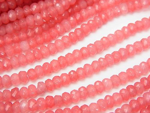 1strand $4.79! Strawberry Red Color Jade Faceted Button Roundel 4x4x3mm 1strand (aprx.13inch / 33cm)