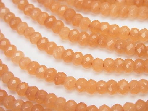1strand $4.79! Orange Color Jade Faceted Button Roundel 4 x 4 x 3 mm 1 strand (aprx. 13 inch / 32 cm)