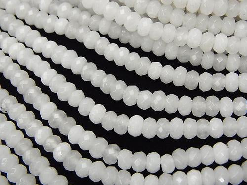1strand $4.79! White Jade Faceted Button Roundel 4 x 4 x 3 mm 1 strand (aprx. 14 inch / 34 cm)