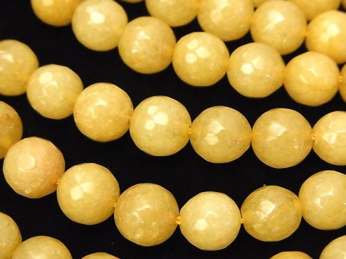 1strand $4.79! Yellow Color Jade 128 Faceted Round 8 mm 1strand (aprx.14 inch / 35 cm)