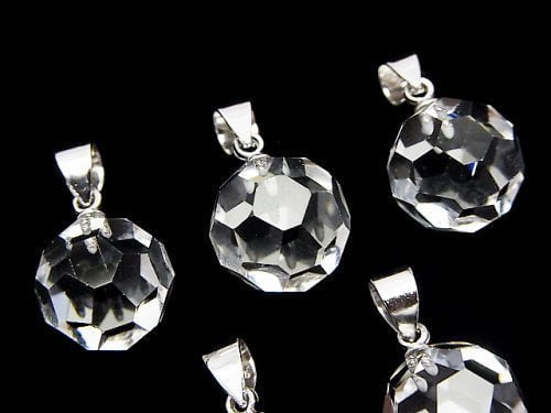 [Video] Crystal AAA+ "Bucky Ball" Faceted Round 12mm Pendant Silver925 1pc