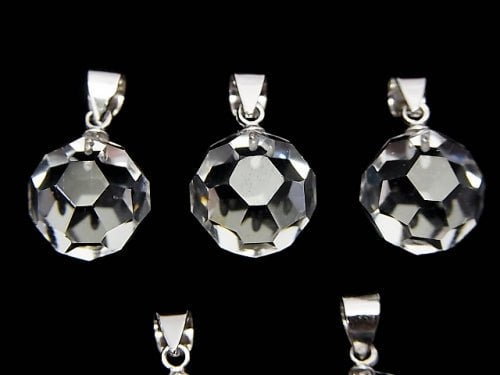 [Video] Crystal AAA+ "Bucky Ball" Faceted Round 12mm Pendant Silver925 1pc