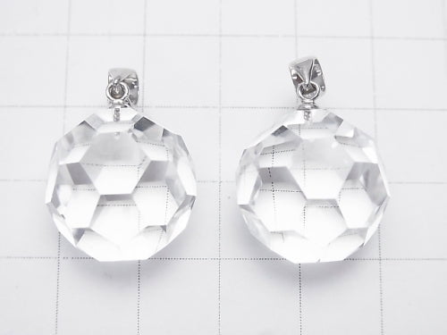 [Video] Crystal AAA+ "Bucky Ball" Faceted Round 18mm Pendant Silver925 1pc