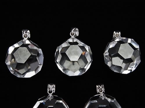 [Video] Crystal AAA+ "Bucky Ball" Faceted Round 18mm Pendant Silver925 1pc