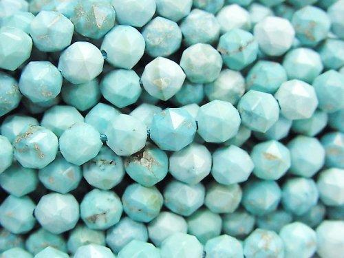 [Video] High Quality! Magnesite Turquoise Star Faceted Round 6mm 1strand beads (aprx.15inch / 36cm)