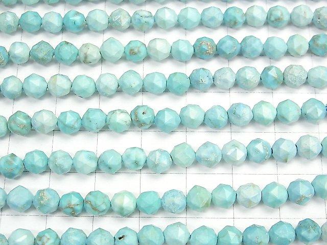 [Video] High Quality! Magnesite Turquoise Star Faceted Round 6mm 1strand beads (aprx.15inch / 36cm)
